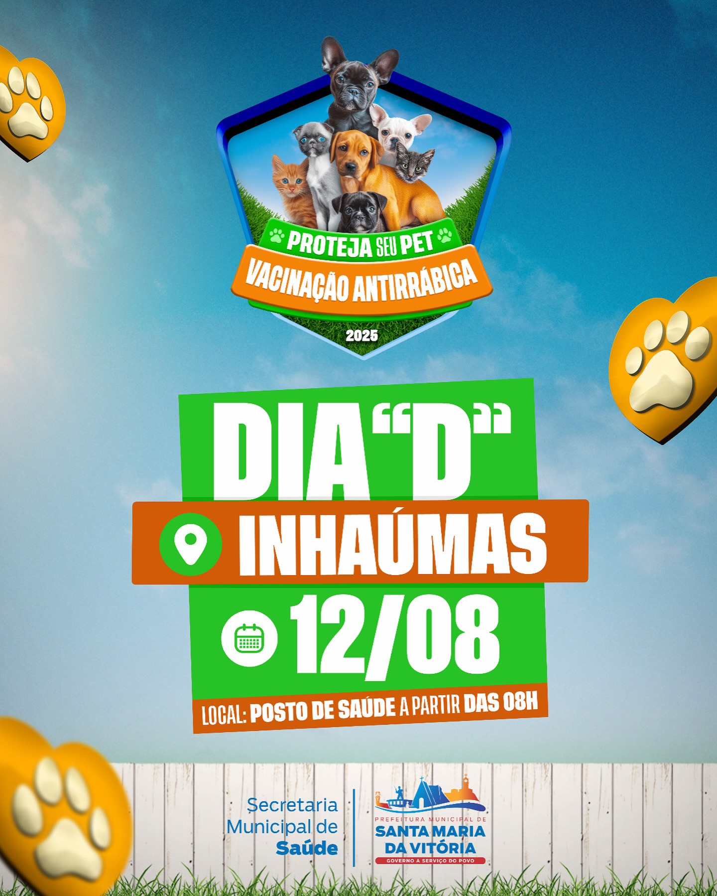 Chegou a vez de Inhaúmas receber o Dia “D” de Vacinação Antirrábica.