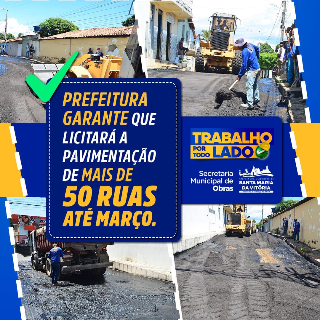 As obras de drenagem e pavimentação de mais 50 ruas começam até dia 10 de março.