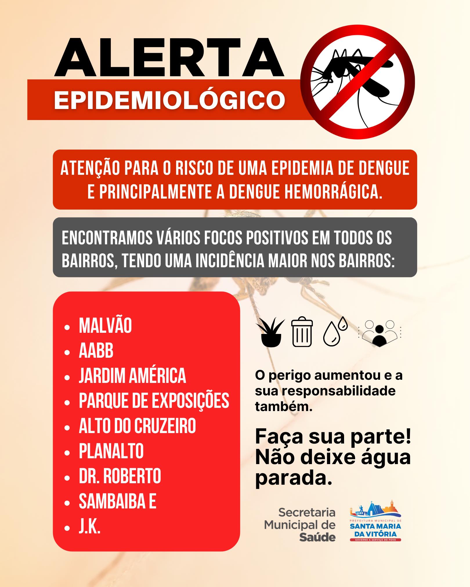 Atenção para o risco de uma epidemia de dengue e principalmente a dengue hemorrágica 