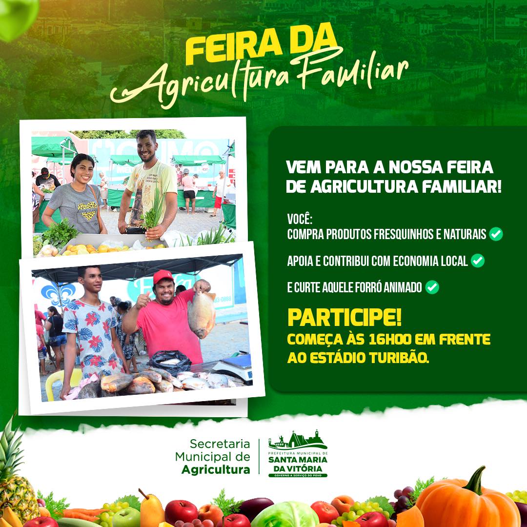 Quinta-feira tem Feira de Agricultura Familiar de Santa Maria da Vitória