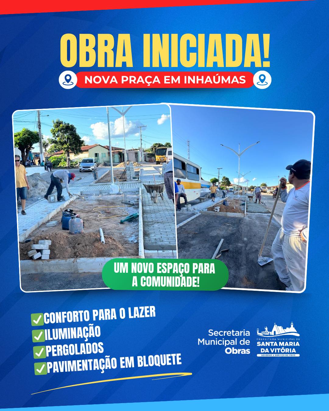 As obras na nova praça de Inhaúmas estão a todo vapor