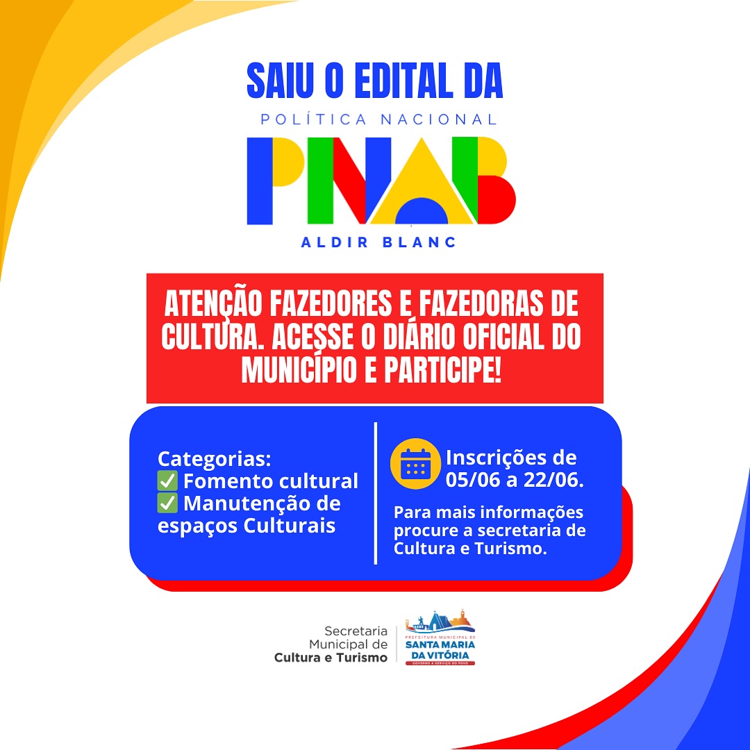 O Edital da PNAB está aberto para inscrições, oferecendo recursos para fomento cultural e manutenção de espaços culturais.