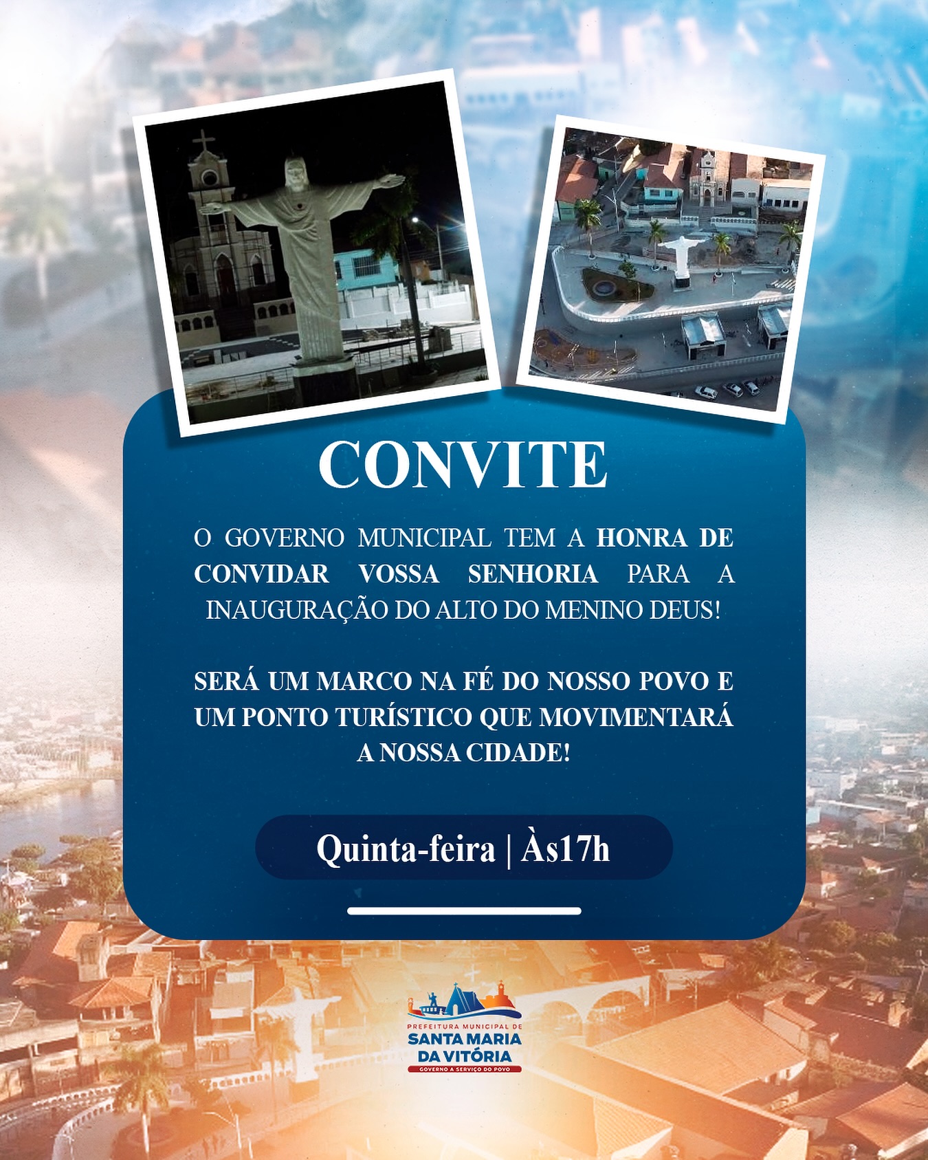 Convidamos você e toda a sua família para a inauguração do Alto do Menino Deus!