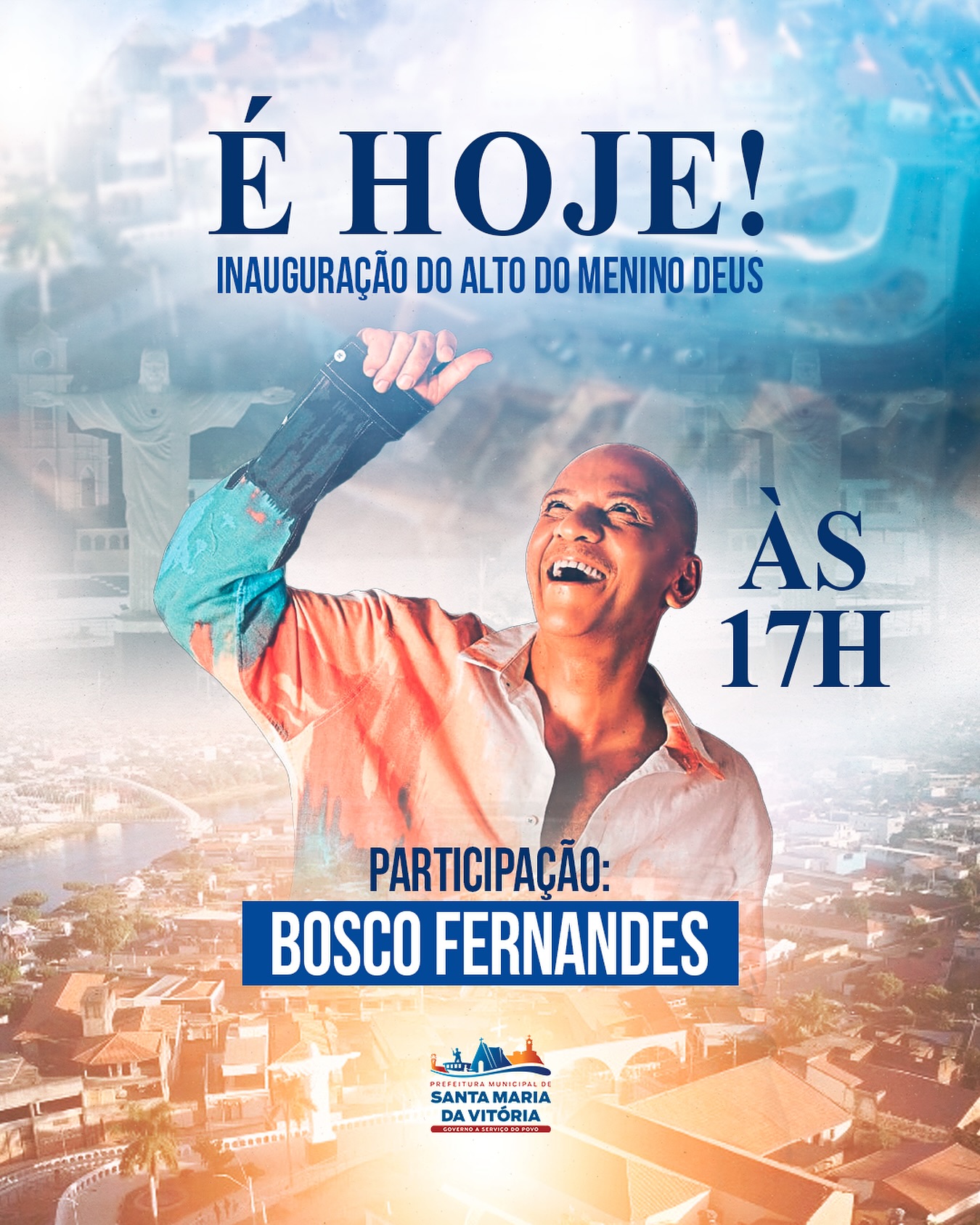 Esperamos por você, hoje, às 17 horas, no Alto do Menino Deus, para inaugurar essa importante obra.