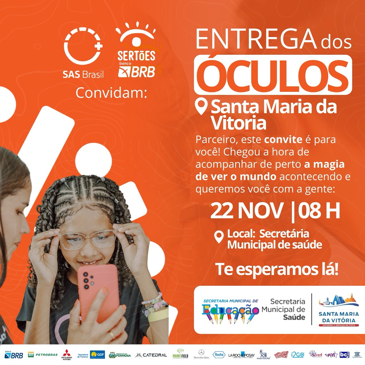 É com grande alegria que convidamos você para a cerimônia de entrega dos óculos de grau