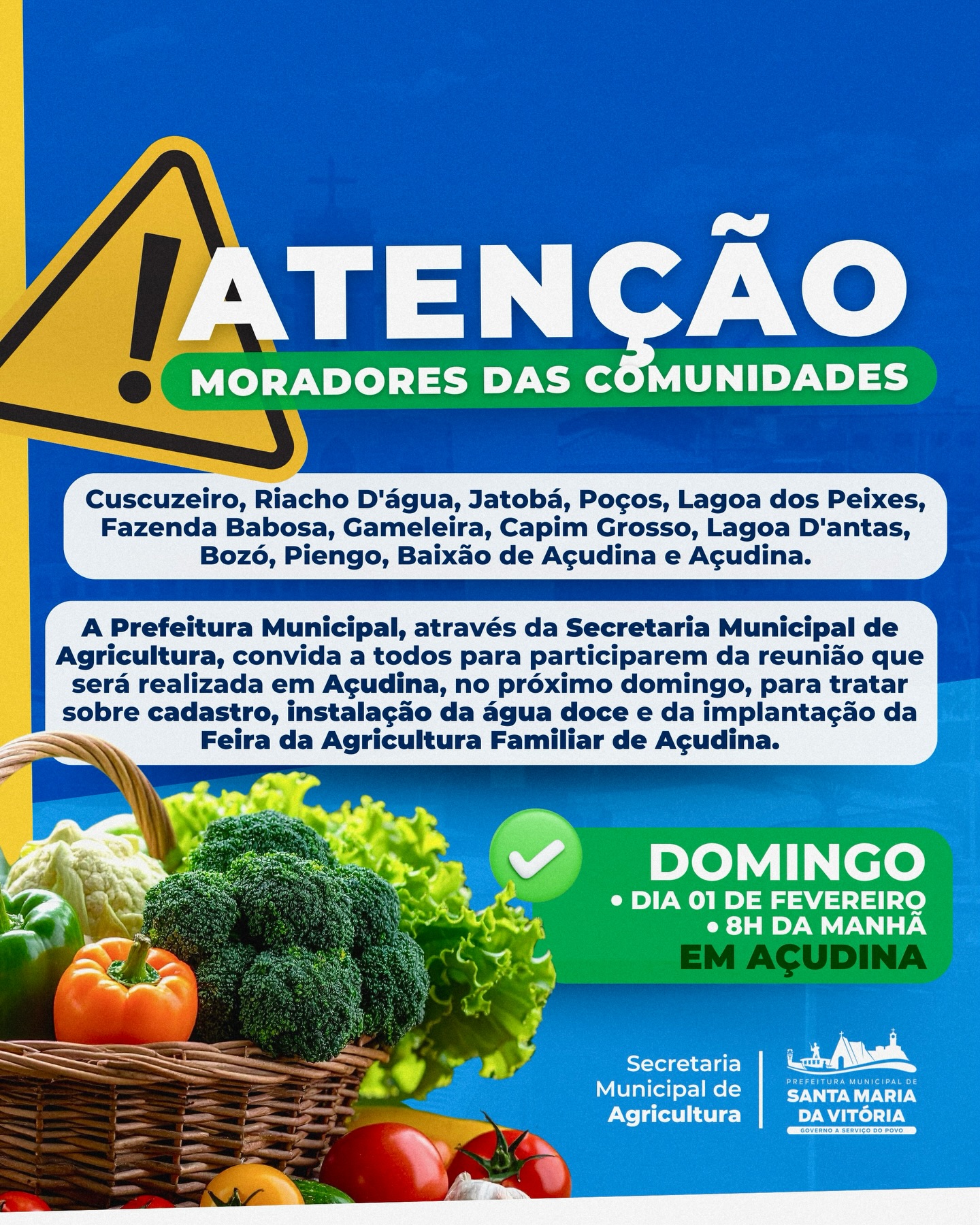Convite aos moradores das comunidades rurais para uma importante reunião comunitária.
