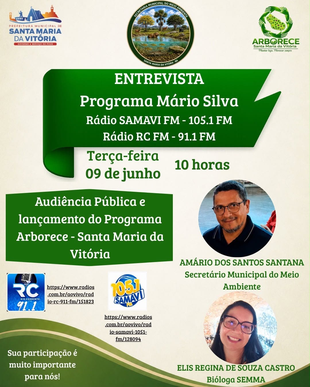 Entre os dias 9 e 12 de junho, serão realizadas ações de arborização no Residencial Franklin Rocha Cunha.