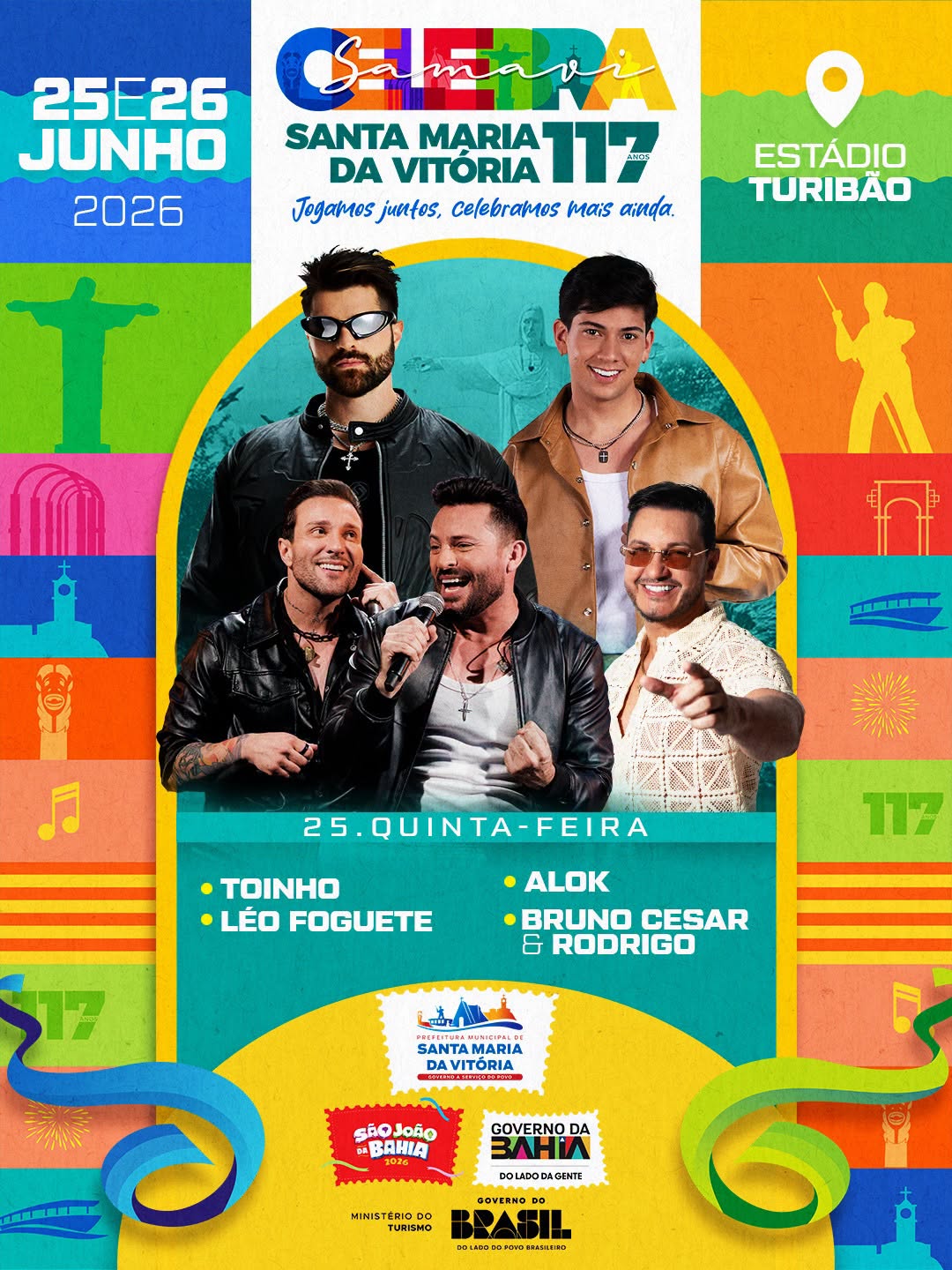 Confira a programação completa do Celebra SAMAVI e prepare-se para viver duas noites inesquecíveis de muita música, alegria e emoção no Estádio Turibão.